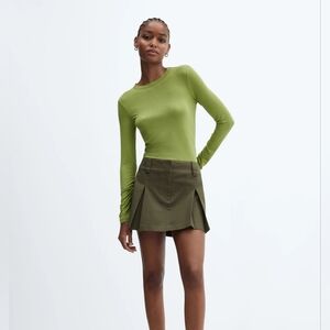 NWT Mango Green Pleated Cargo Mini Skirt